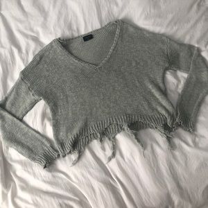 Distressed Cropped Sweater